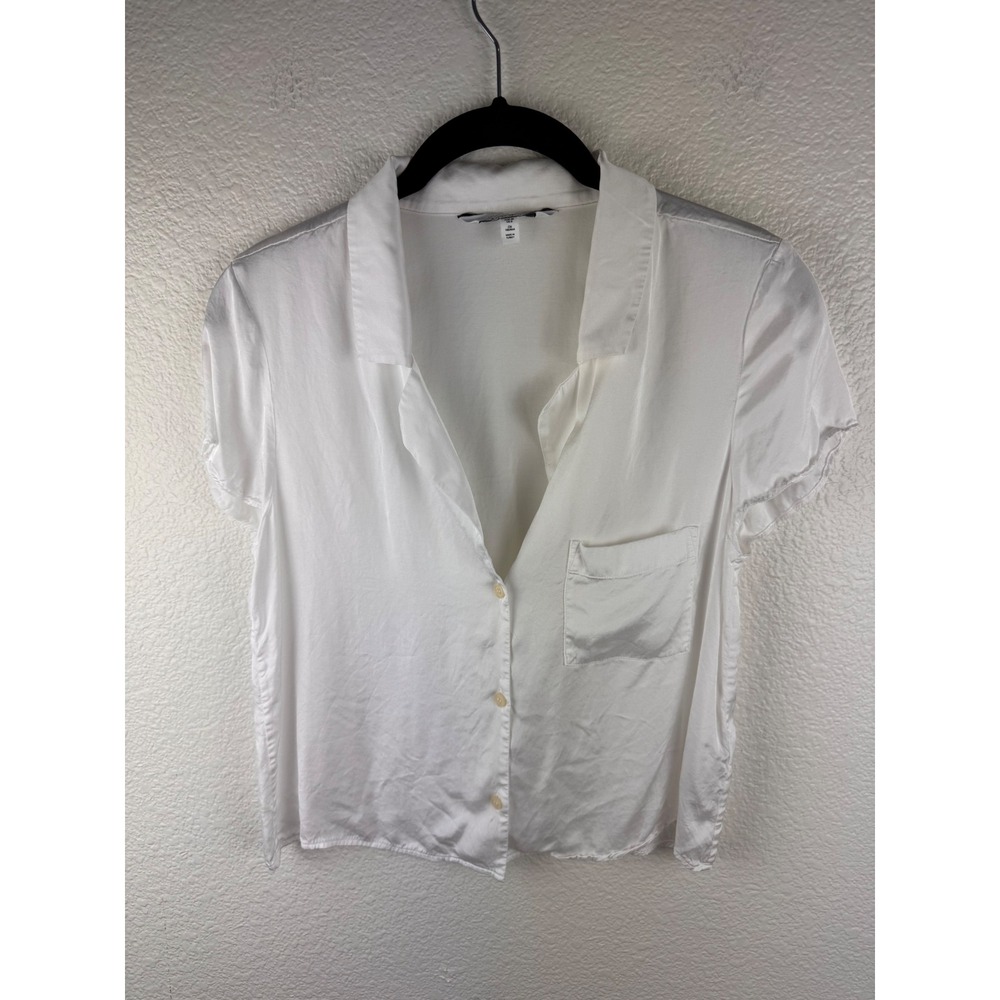 & Other Stories Los Angeles Atelier‎ White Viscose Short Sleeve Button Up Top